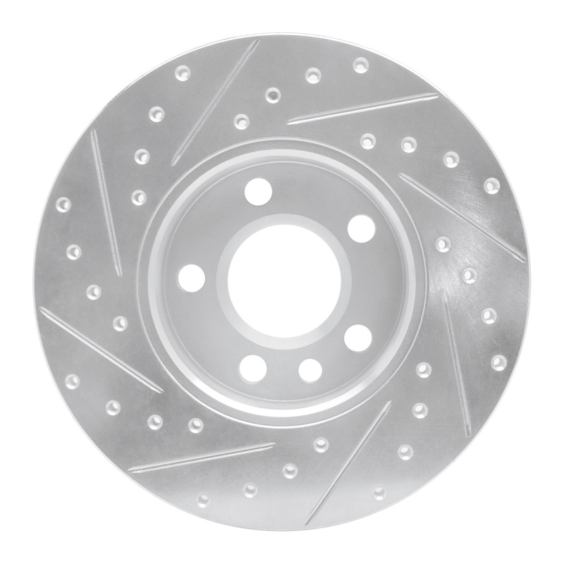 Volkswagen EuroVan Brake Rotor (1) - Front Right - R1 Concepts - Drilled & Slotted - Silver - `96-`00